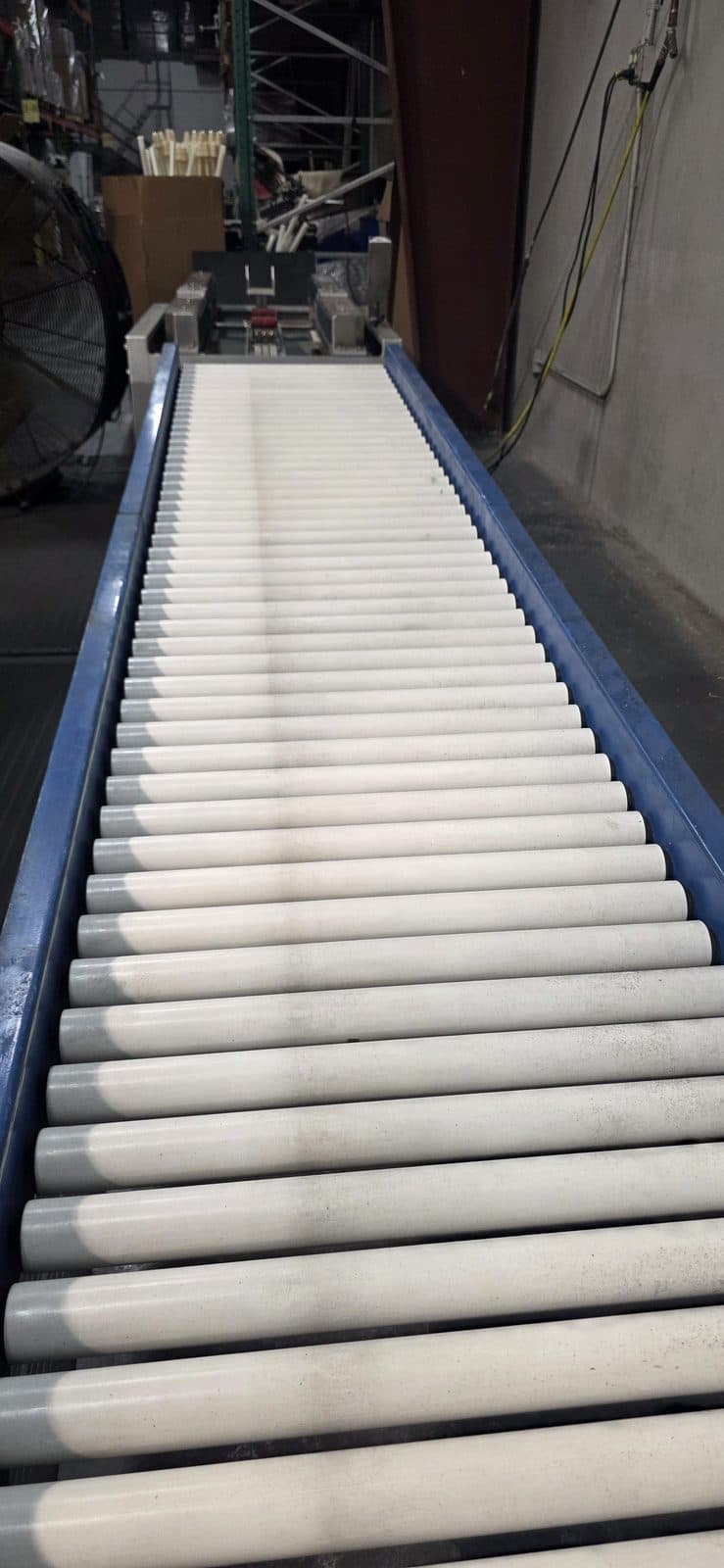 Roller conveyor leading to the packing station at the Aquonyx facility